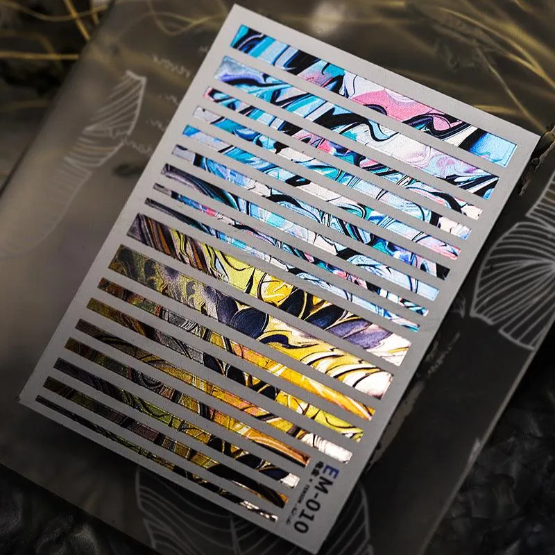 Nail Art Stickers Adhesive Sliders Metal Marble Sticker Decals EM010