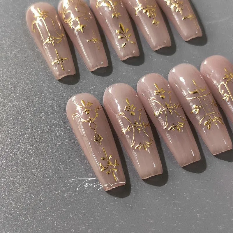 Nail Art Stickers Adhesive Sliders Metal Style Color Embossed Sticker Decals M162