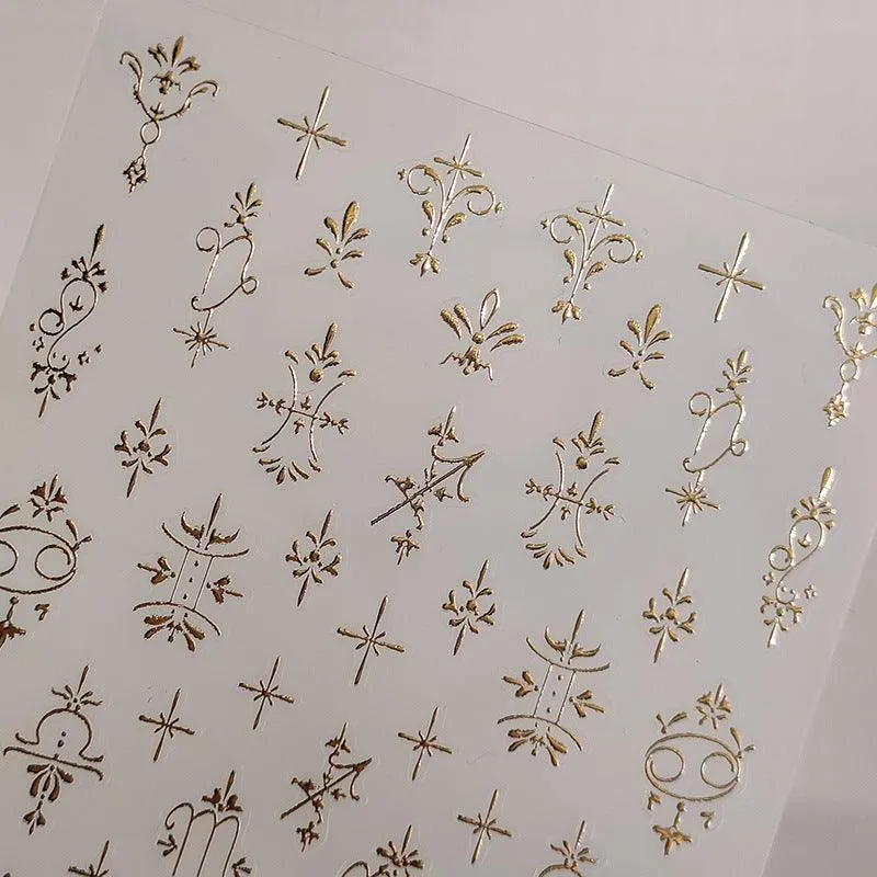 Nail Art Stickers Adhesive Sliders Metal Style Color Embossed Sticker Decals M162