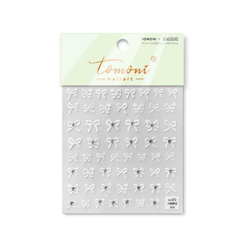 Nail Art Stickers Colorful Bows Adhesive Embossed Sticker Decals TA272