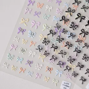 Nail Art Stickers Colorful Bows Adhesive Embossed Sticker Decals TA272