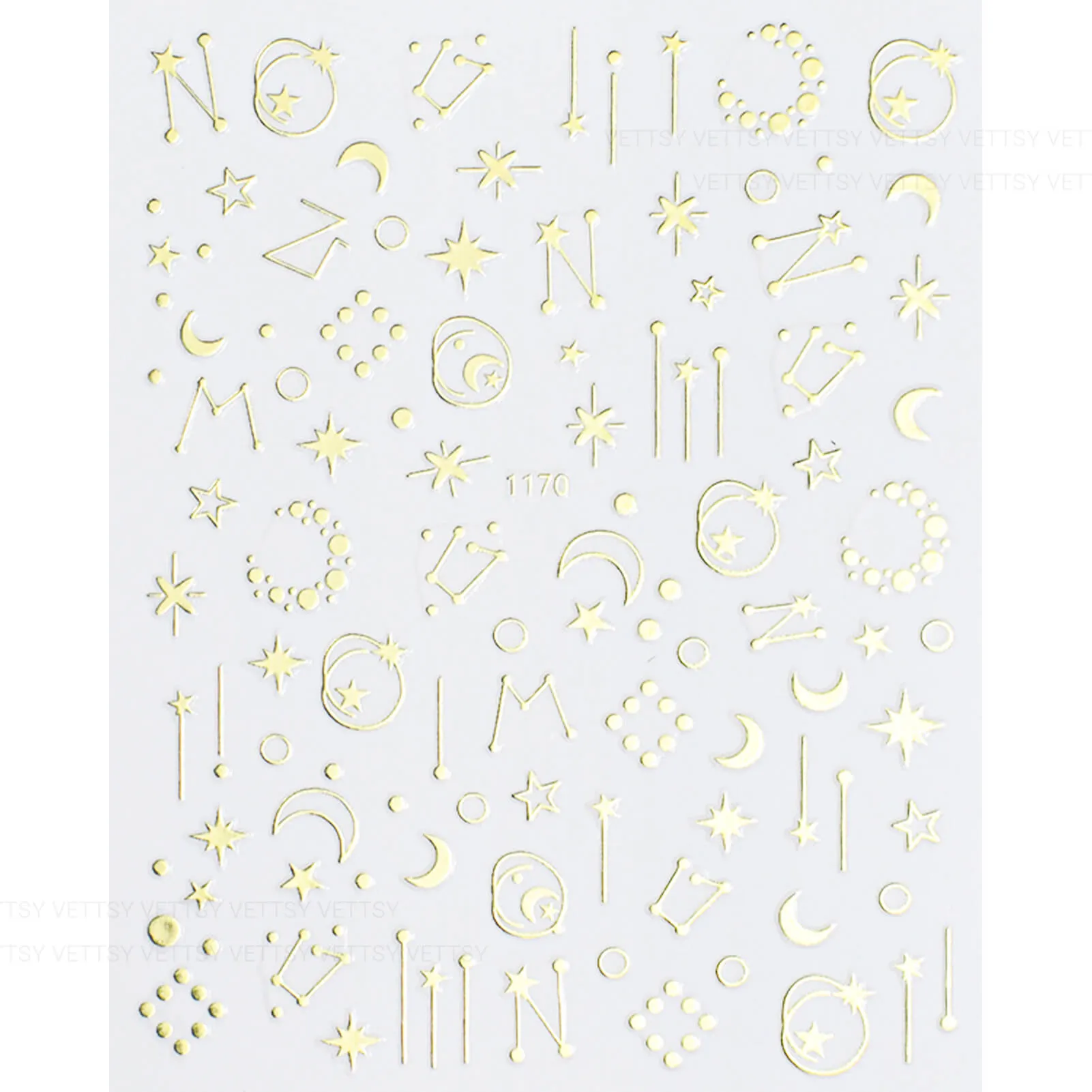 Nail Stickers-Star & Moon Gold