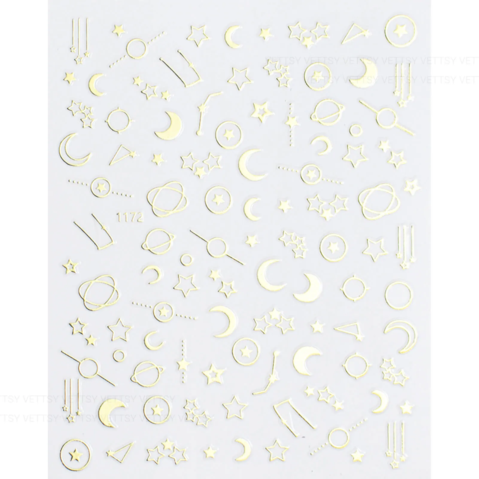 Nail Stickers-Star & Moon Gold