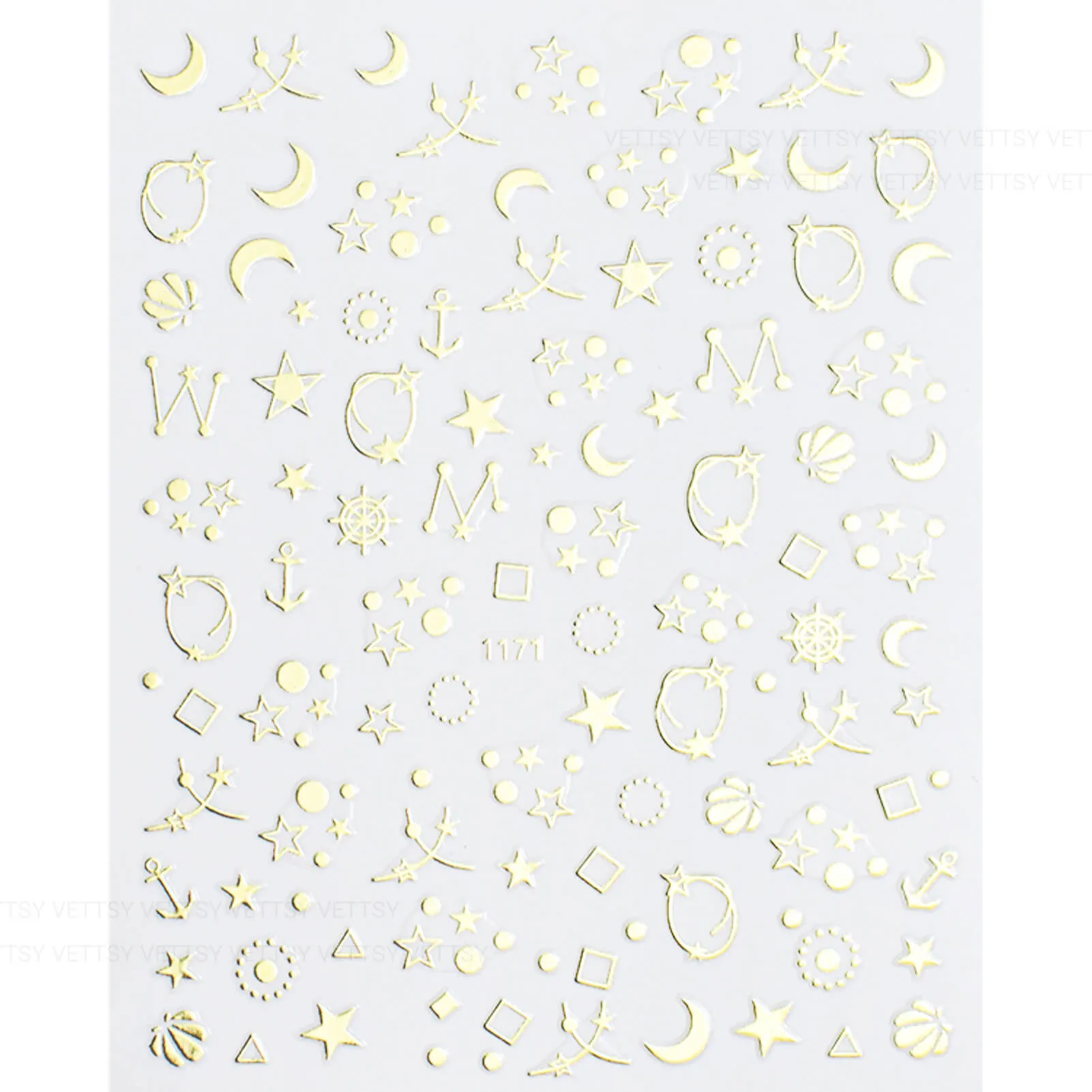 Nail Stickers-Star & Moon Gold