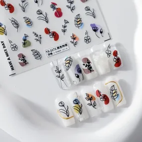 NailMAD Nail Art Stickers Adhesive Slider Embossed Flower Leaf Sticker Decals TS2171