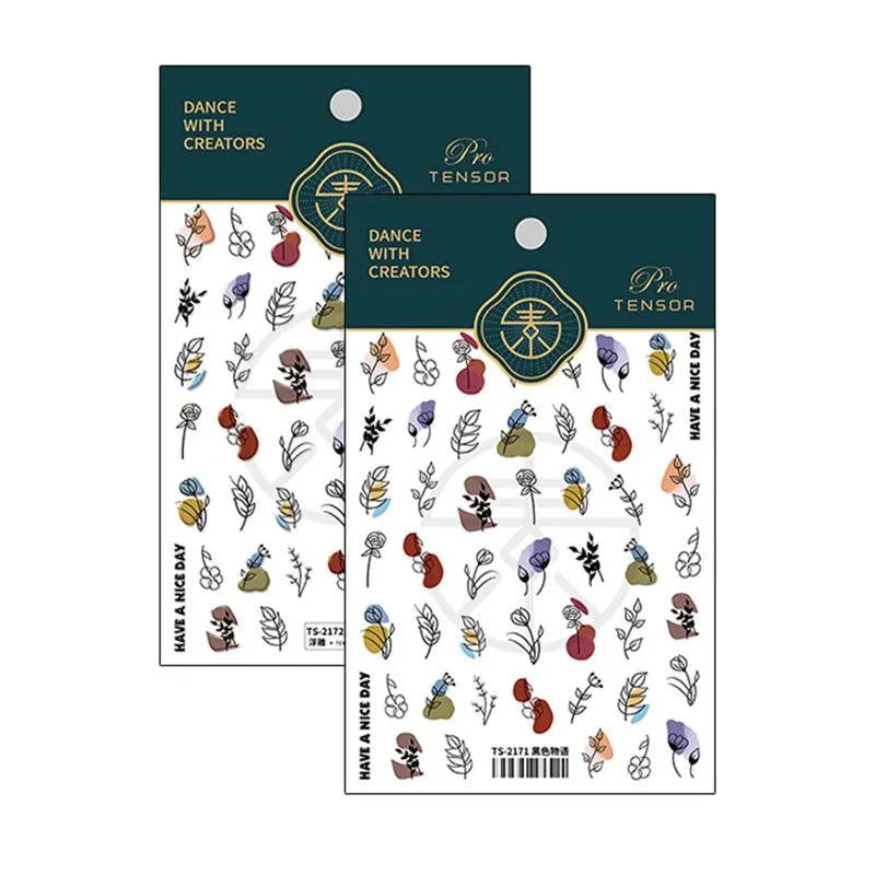 NailMAD Nail Art Stickers Adhesive Slider Embossed Flower Leaf Sticker Decals TS2171