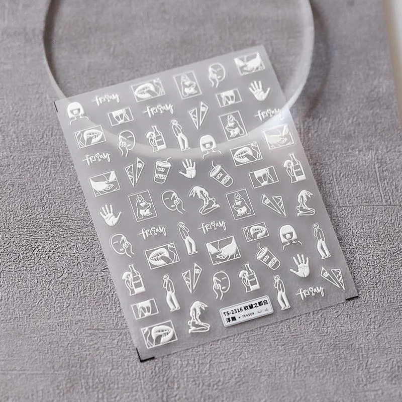 NailMAD Nail Art Stickers Adhesive Slider Embossed Lady Sticker Decals TS2314