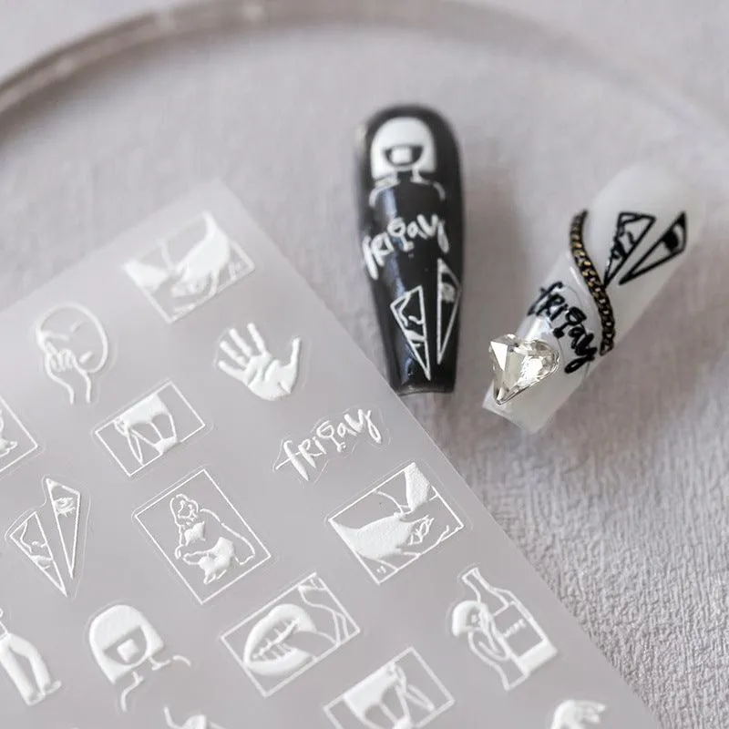 NailMAD Nail Art Stickers Adhesive Slider Embossed Lady Sticker Decals TS2314