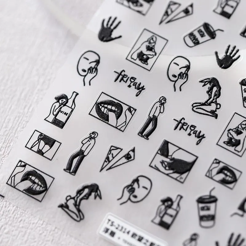 NailMAD Nail Art Stickers Adhesive Slider Embossed Lady Sticker Decals TS2314