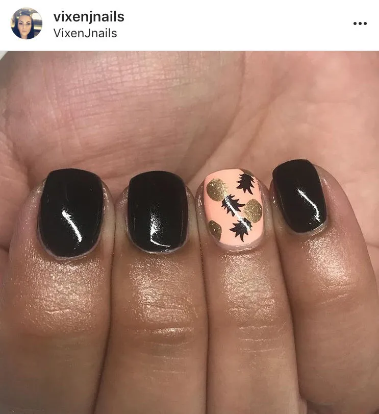 Pineapple 2 Tone Nail Decal | Black Top & Sparkle Gold Bottom