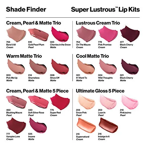 REVLON Super Lustrous The Gloss, 5 Piece Lipgloss Gift Set, Non-sticky High Shine Color in Cream & Pearl Finishes, Pack of 5