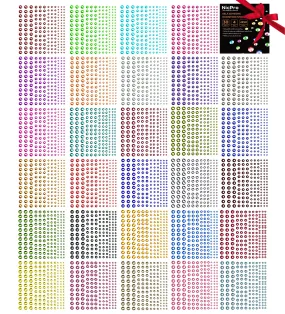 Rhinestone Stickers 4950 PCS, Nicpro Self Adhesive Face Gems Stick on Body Jewels Crystal in 4 Size 30 Colors,30 Embellishments Sheet for Decorations Crafts Nail Makeup