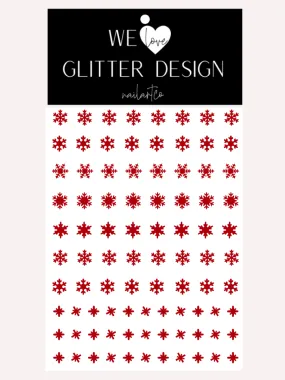 Snowflakes Small Nail Decal | Red