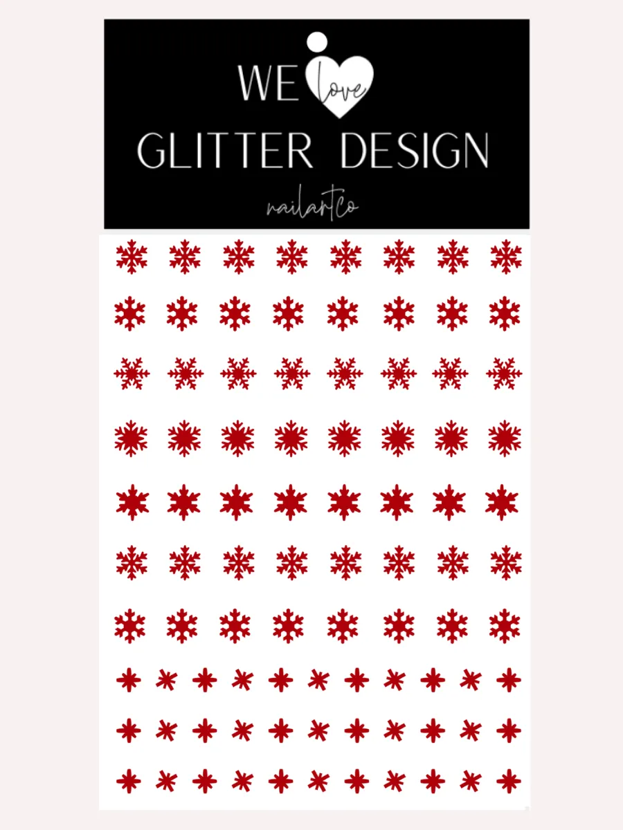 Snowflakes Small Nail Decal | Red