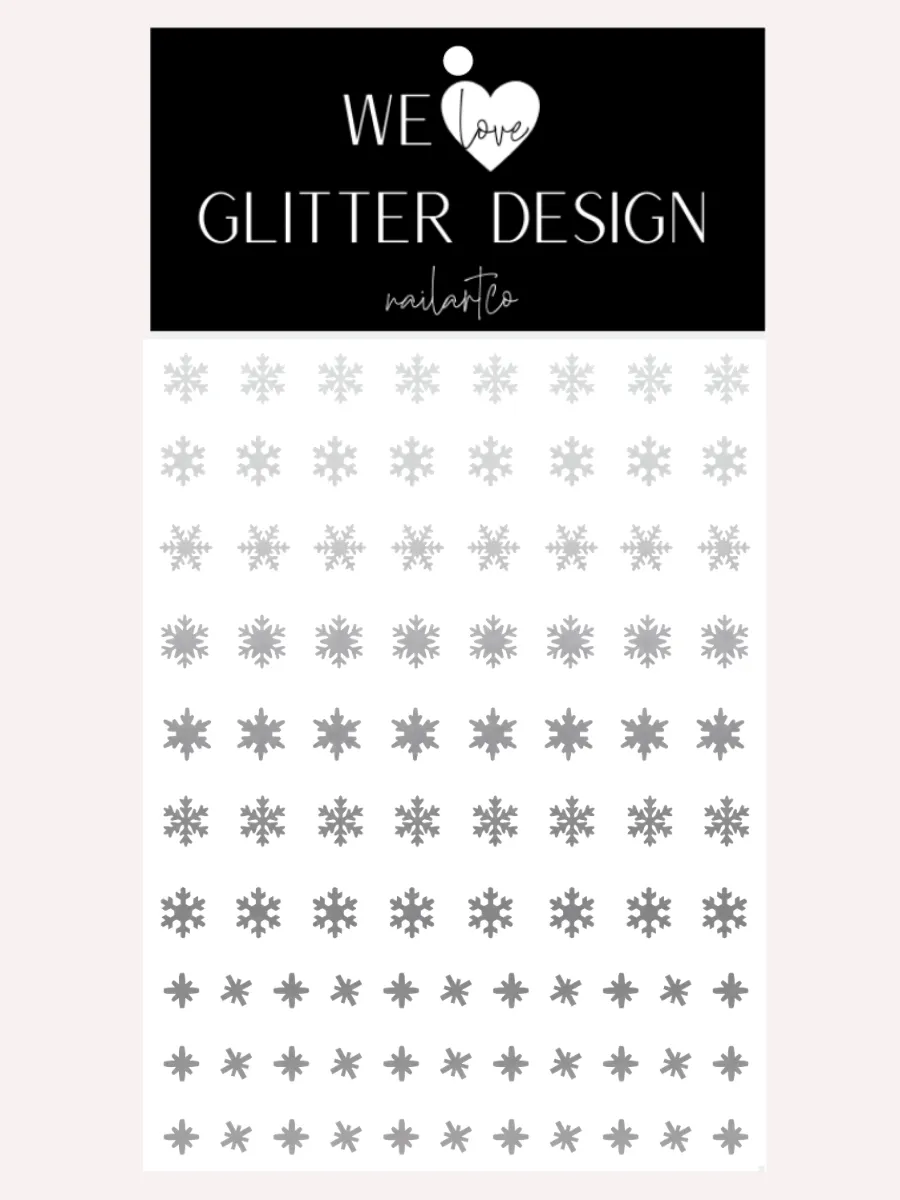 Snowflakes Small Nail Decal | Silver Shimmer
