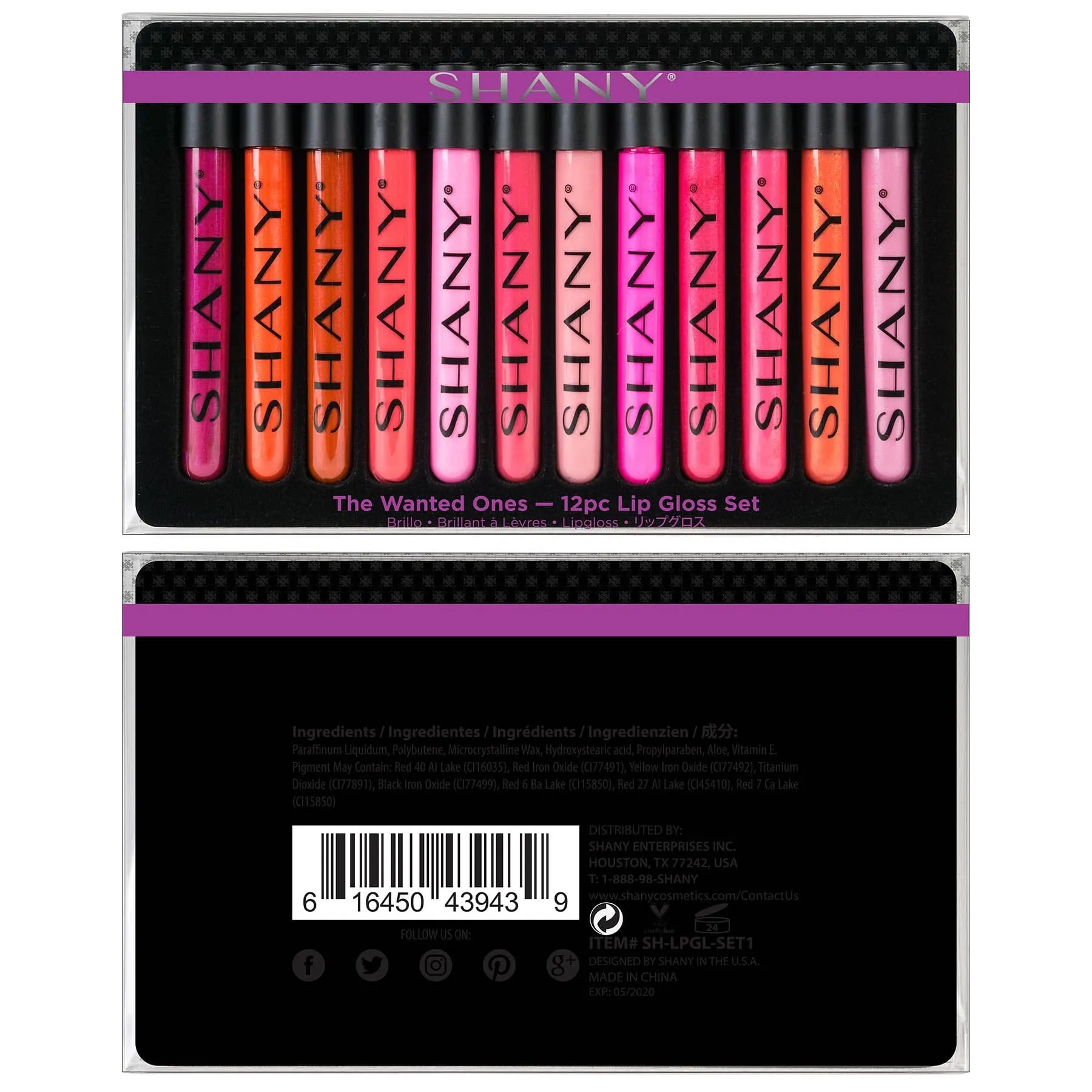 The Wanted Ones - 12 Piece Lip Gloss Set with Aloe Vera and Vitamin E
