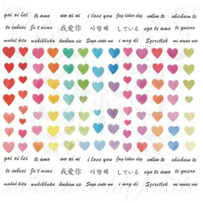 Valentine Nails Colorful Hearts Water Decals